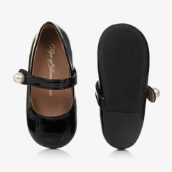 Age of Innocence Girls Black Patent Leather Pearl Shoes