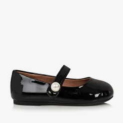 Age of Innocence Girls Black Patent Leather Pearl Shoes