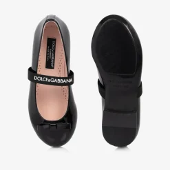 Dolce amp; Gabbana Girls Black Patent Leather Ballerina Flats Clearance