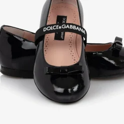Dolce amp; Gabbana Girls Black Patent Leather Ballerina Flats Clearance