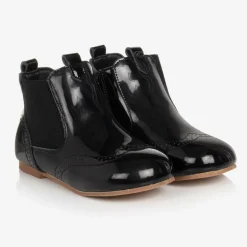 Beau KiD Girls Black Patent Leather Chelsea Boots Discount