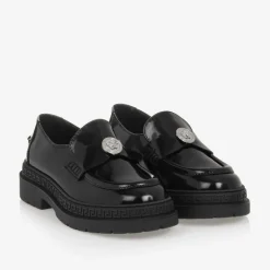 Versace Girls Black Patent Leather Medusa Loafers Clearance
