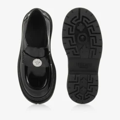 Versace Girls Black Patent Leather Medusa Loafers Clearance