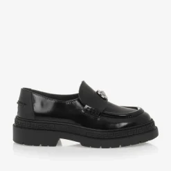 Versace Girls Black Patent Leather Medusa Loafers Clearance