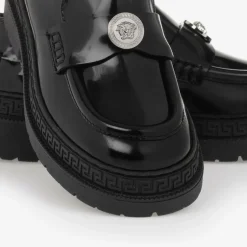 Versace Girls Black Patent Leather Medusa Loafers Clearance