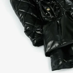 Caramelo Kids Girls Black Quilted Hooded Coat Clearance