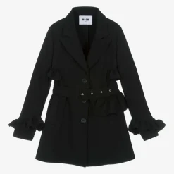 MSGM Girls Black Ruffle Coat New
