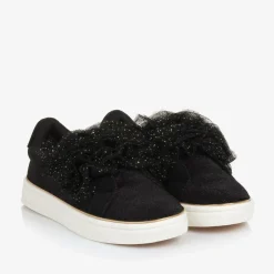 Angels Face Girls Ruffle Velcro Trainers Black New