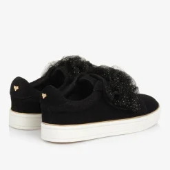 Angels Face Girls Ruffle Velcro Trainers Black New