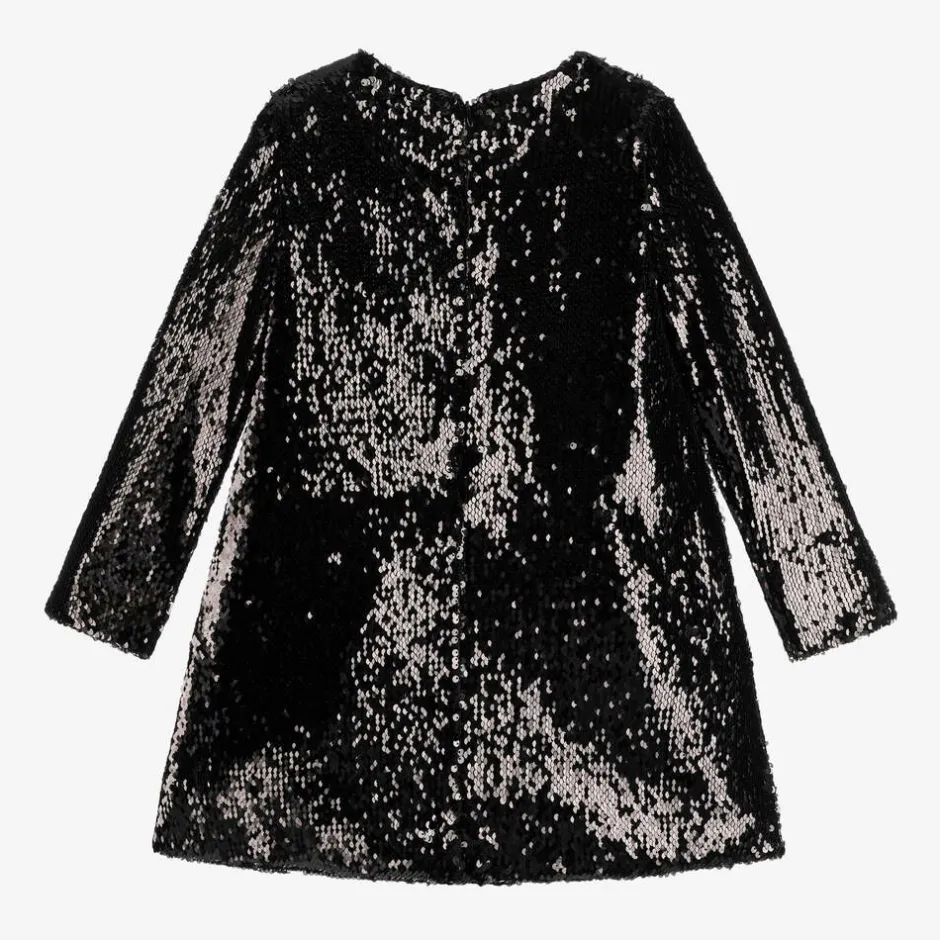 Elie Saab Girls Black Sequin Embroidered Floral Dress