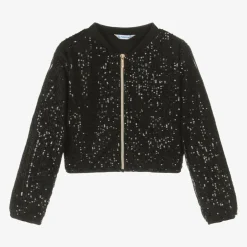 Mayoral Girls Black Sequin Zip-Up Top Sale