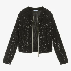 Mayoral Girls Black Sequin Zip-Up Top Sale