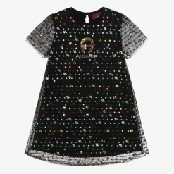 AIGNER Girls Black Sequinned Tulle Dress Clearance