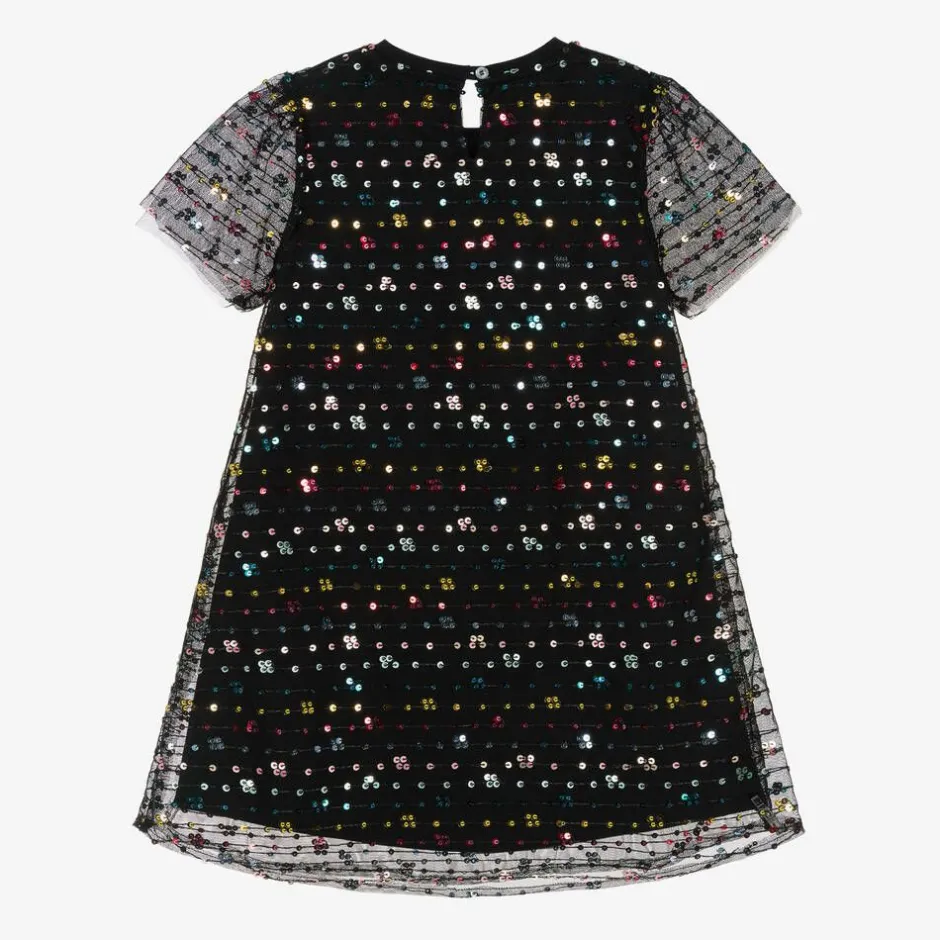 AIGNER Girls Black Sequinned Tulle Dress Clearance
