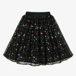 AIGNER Girls Black Sequinned Tulle Skirt New