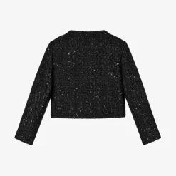 Versace Girls Black Sequinned Tweed Jacket Discount