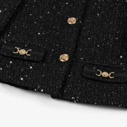 Versace Girls Black Sequinned Tweed Jacket Discount