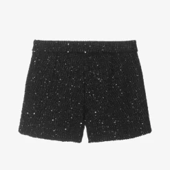 Versace Girls Black Sequinned Tweed Shorts Best