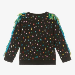 Stella McCartney Kids Girls Black Star Print Fringed Sweatshirt