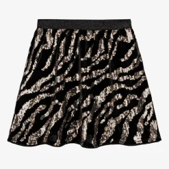 NAME IT Girls Black Velour & Gold Sequin Skirt Best