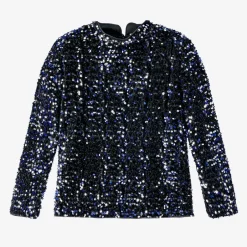 NAME IT Girls Black Velour & Sequin Top Outlet