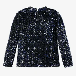 NAME IT Girls Black Velour & Sequin Top Outlet