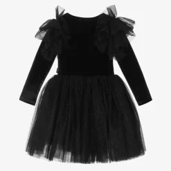 Rock Your Baby Girls Black Velour & Tulle Dress Outlet
