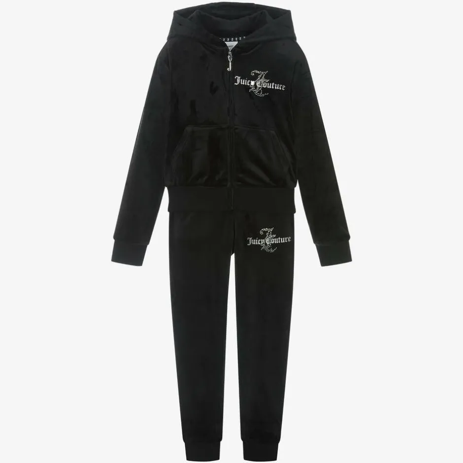 Juicy Couture Girls Black Velour Tracksuit Discount