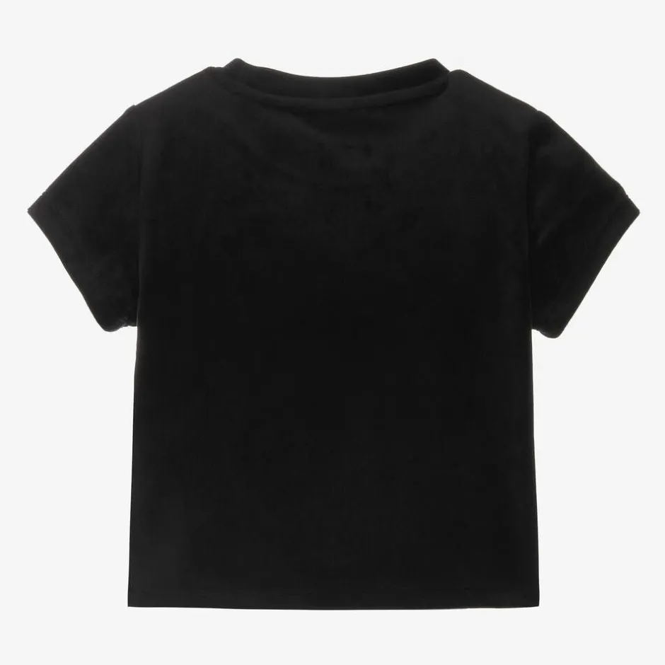 Guess Girls Black Velour T-Shirt New