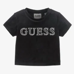 Guess Girls Black Velour T-Shirt Outlet