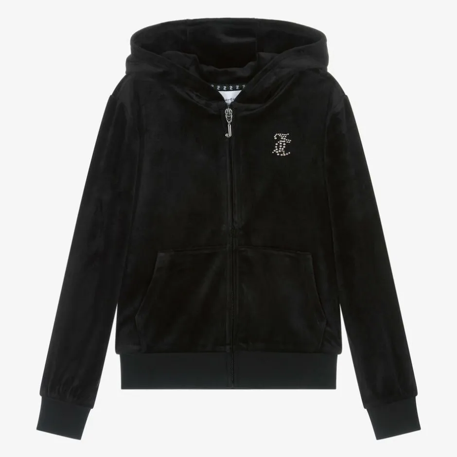 Juicy Couture Girls Black Velour Zip-Up Top Discount