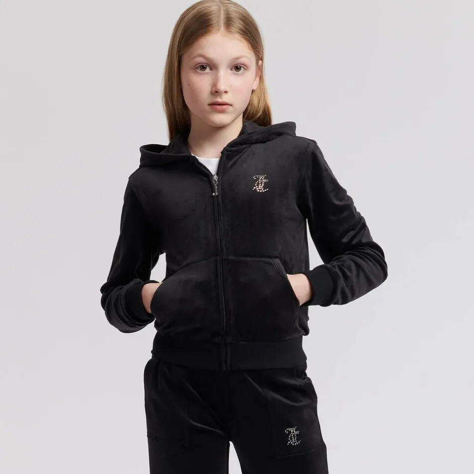 Juicy Couture Girls Black Velour Zip-Up Top Discount