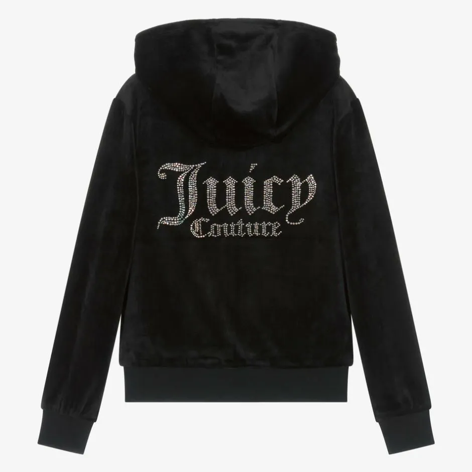 Juicy Couture Girls Black Velour Zip-Up Top Discount