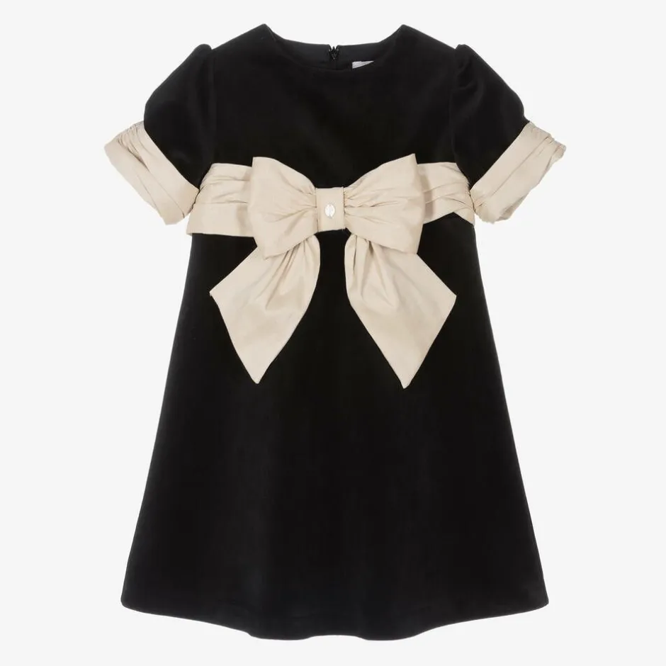 Patachou Girls Black Velvet Bow Dress Sale