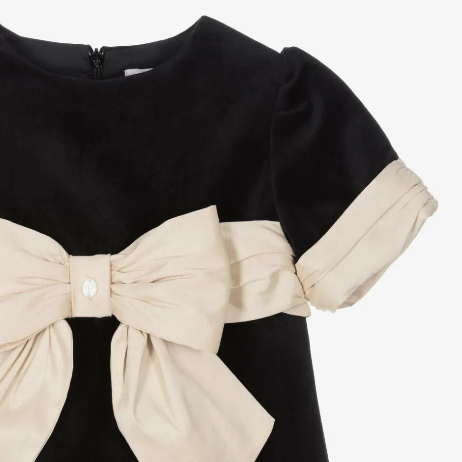 Patachou Girls Black Velvet Bow Dress Sale