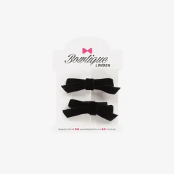 Bowtique London Girls Black Velvet Bow Hair Clips (2 Pack) Sale