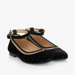 Childrensalon Occasions Girls Black Velvet Studded Shoes Clearance