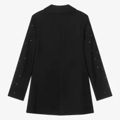 MSGM Girls Black Viscose Rhinestone Blazer Best
