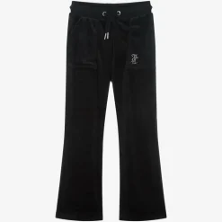 Juicy Couture Girls Black Wide Leg Velour Joggers Sale