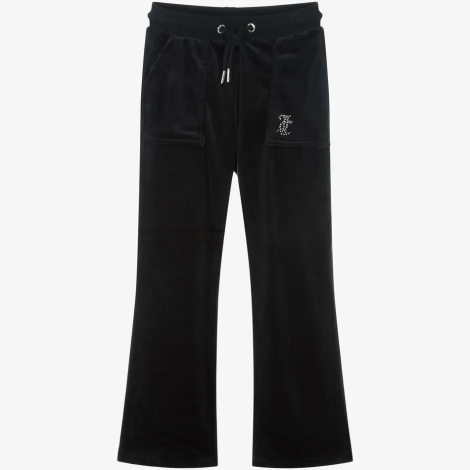 Juicy Couture Girls Black Wide Leg Velour Joggers Sale