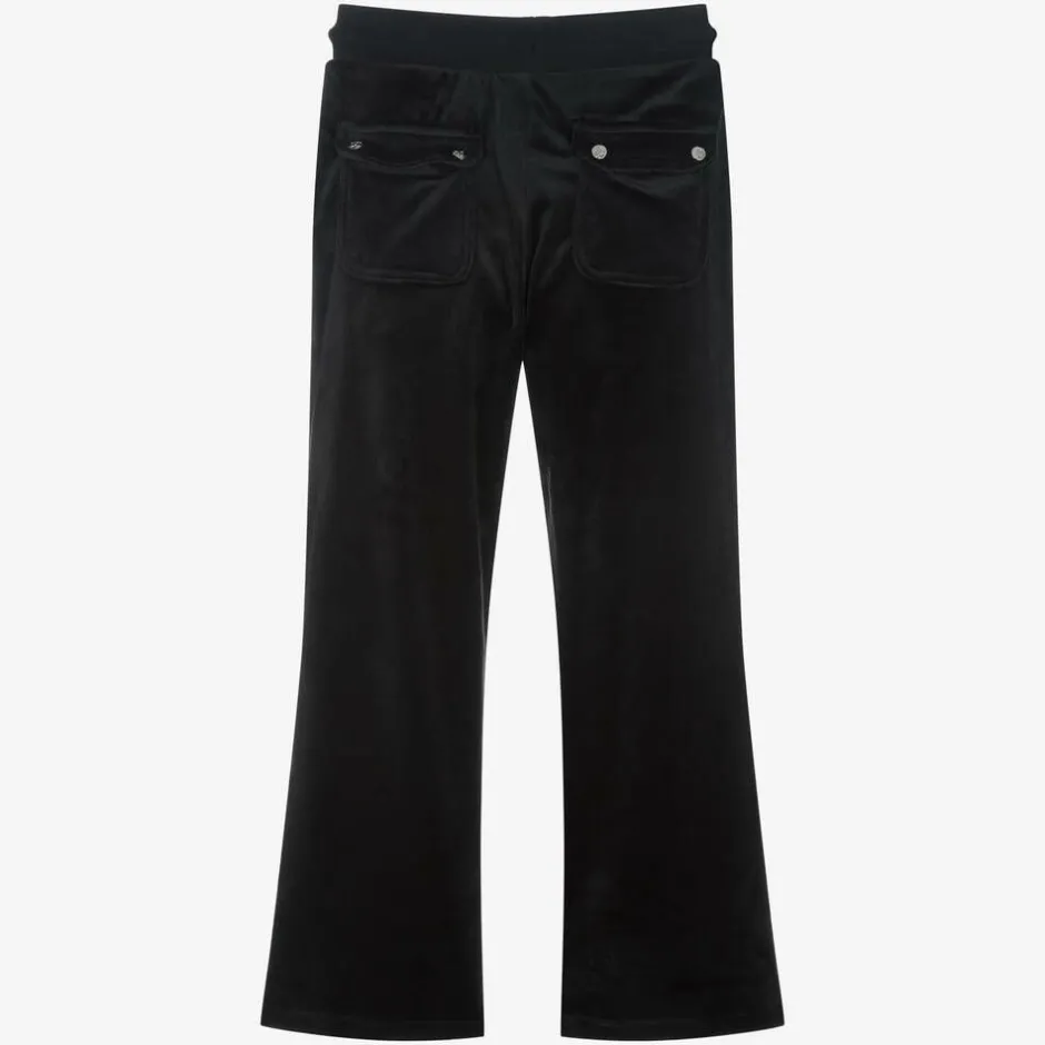 Juicy Couture Girls Black Wide Leg Velour Joggers Sale