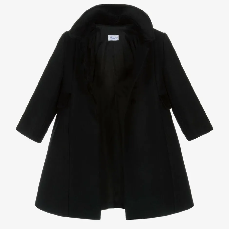 Ancar Girls Black Wool & Velvet Coat Hot