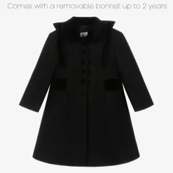 Ancar Girls Black Wool & Velvet Coat Hot