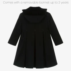 Ancar Girls Black Wool & Velvet Coat Hot