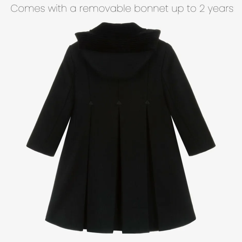 Ancar Girls Black Wool & Velvet Coat Hot