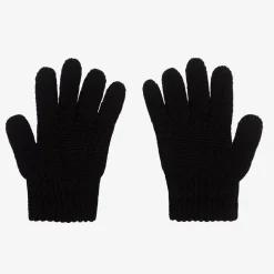 Catya Girls Black Wool Knit Bow Gloves Sale
