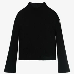 Moncler Enfant Girls Black Wool Turtleneck Sweater Discount