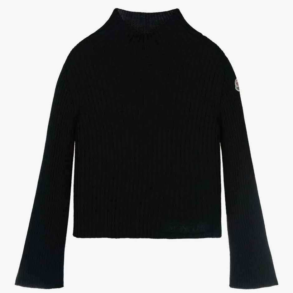 Moncler Enfant Girls Black Wool Turtleneck Sweater Discount