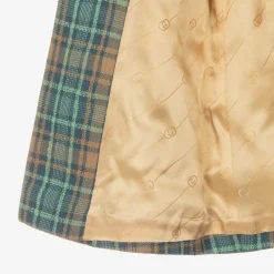 Gucci Girls Blue & Brown Wool Check Coat Best