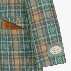 Gucci Girls Blue & Brown Wool Check Coat Best